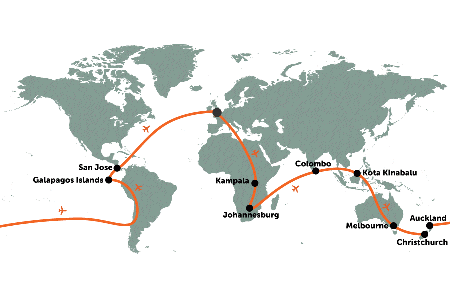 Round the world wildlife travel for animal lovers | map