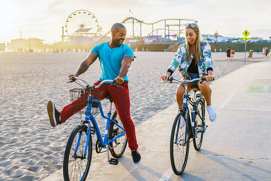 Take the opportunity to cycle along the boardwalk