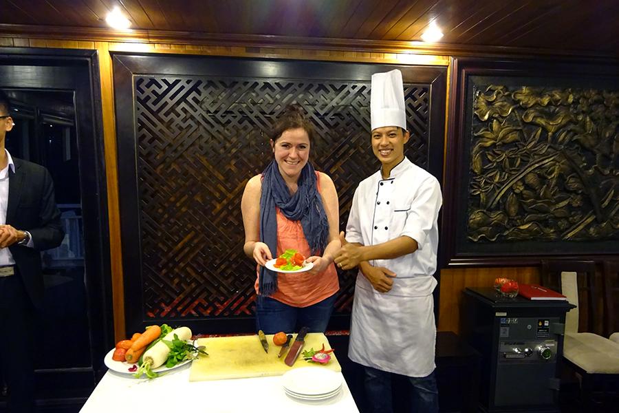 Rowena showing off her culinary skills!