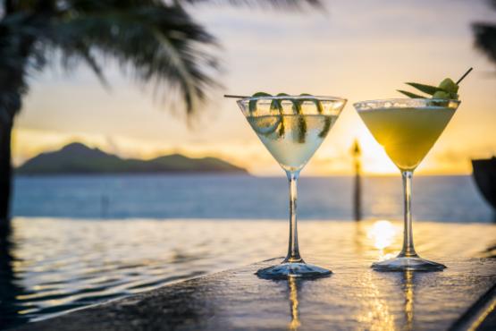 Enjoy cocktails with a sunset view
